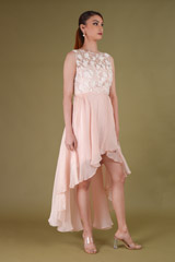 Pink High Low 3D Flower DressDSC09104