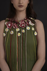 Military Green Bubble Pearl Gown_DTR9744