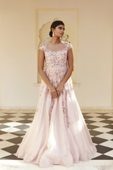 Pink Floral Embroidered Gown