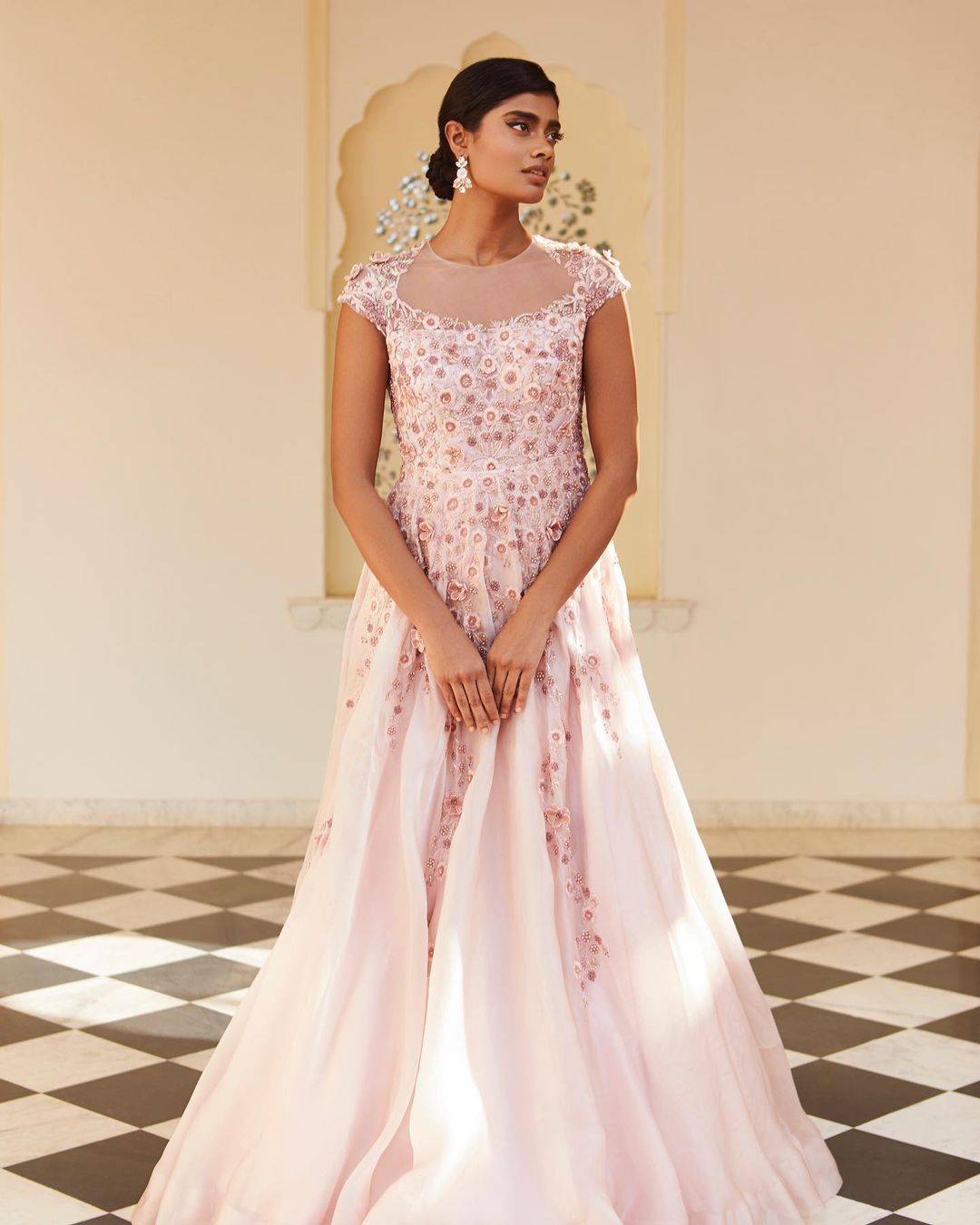 Pink Floral Embroidered Gown4