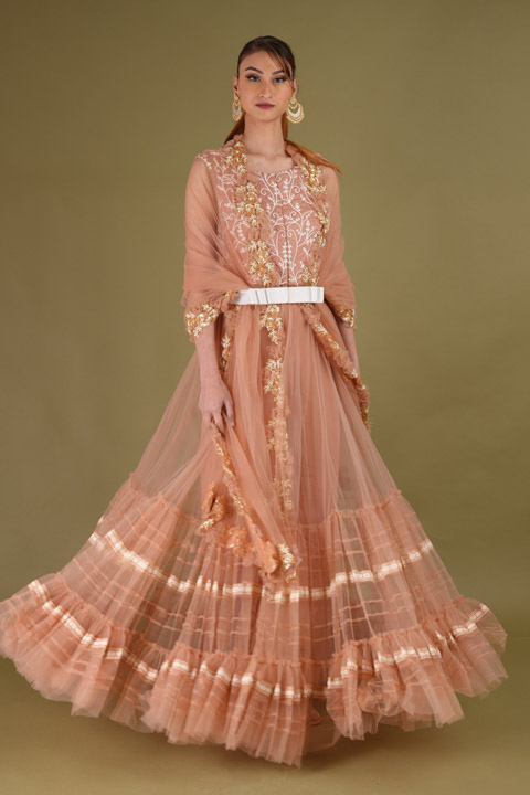 Peach Two Tier Anarkali