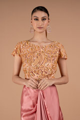 Peach Embroidered Blouse And Drape SkirtDSC01237
