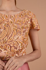 Peach Embroidered Blouse And Drape SkirtDSC01238