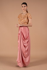 Peach Embroidered Blouse And Drape SkirtDSC01240