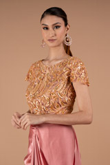 Peach Embroidered Blouse And Drape SkirtDSC01241