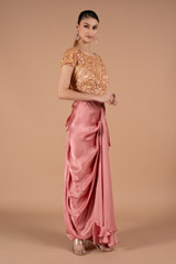 Peach Embroidered Blouse And Drape SkirtDSC01243