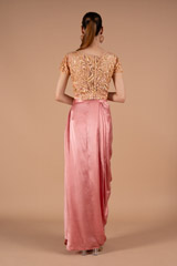 Peach Embroidered Blouse And Drape SkirtDSC01244