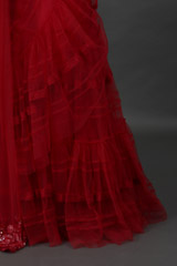 Red Two Tier Glass Bead Embroidered SareeIMG_4922