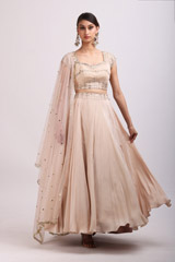 Beige Embroidered Lehenga