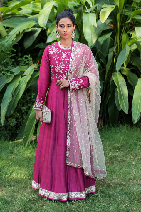 Floral Motif Anarkali Gown