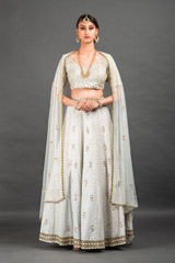Blue Panelled Embellished Lehenga
