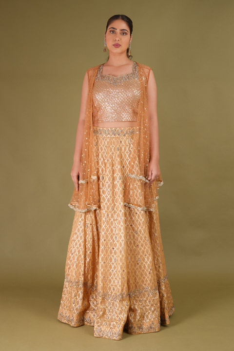 Rosegold Jacket Lehenga