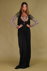 Black Vintage Draped Gown