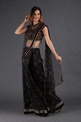 Black Embroidered Lehenga Saree3953_video