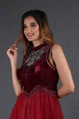 Wine Embroidered Net GownIMG_3825