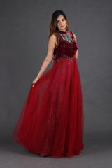 Wine Embroidered Net GownIMG_3827