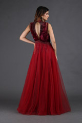 Wine Embroidered Net GownIMG_3834