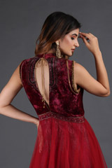 Wine Embroidered Net GownIMG_3835