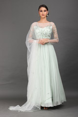 Mint Sequins Lehenga Set