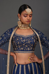 Blue Kundan And Dabka LehengaIMG_0106