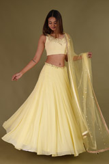 Yellow Sequin And Katdana Lehenga