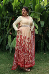 Peach Chevron GownIMG_2400