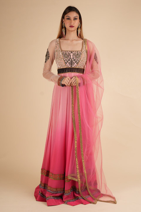Pink Ombre Anarkali