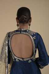 Blue Floral Motif Anarkali_DTR9454