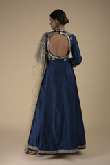 Blue Floral Motif Anarkali_DTR9455