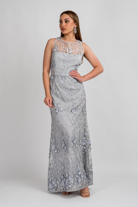 Grey Floral Gown