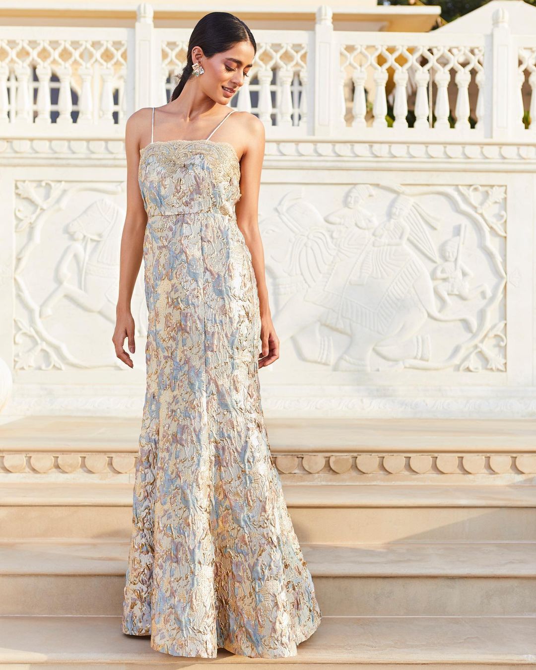 Golden Off Shoulder Gown4