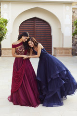 Navy Blue Flared Gown