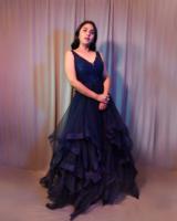 Navy Blue Flared Gown5