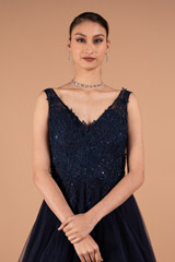 Navy Blue Flared GownDSC01617