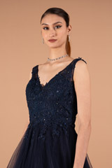 Navy Blue Flared GownDSC01619