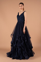 Navy Blue Flared GownDSC01620