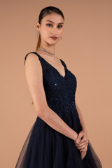 Navy Blue Flared GownDSC01622