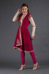 Magenta Embroidered Kurta Set