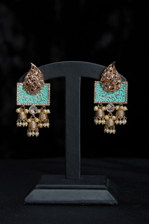 Minakari And Pearl Earrings