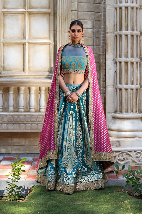 Turquoise Bridal Lehenga