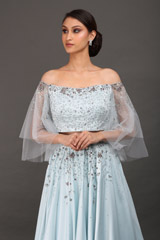 Light Blue Satin Crystal Top Bottom SetIMG_0228