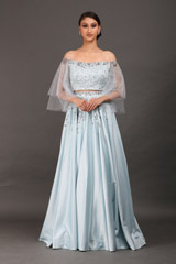 Light Blue Satin Crystal Top Bottom SetIMG_0229