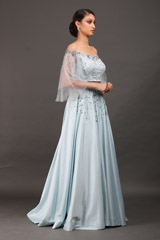 Light Blue Satin Crystal Top Bottom SetIMG_0234