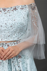 Light Blue Satin Crystal Top Bottom SetIMG_0240