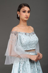 Light Blue Satin Crystal Top Bottom SetIMG_0243