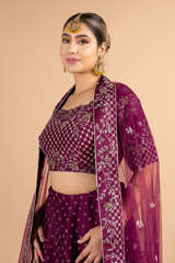 Wine Dabka Work LehengaDSC00350