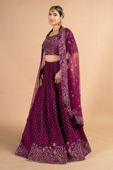 Wine Dabka Work LehengaDSC00351