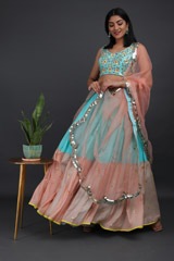 Aqua Embellished Lehenga Set