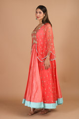 Coral Gown With Bat SleevesIMG_9468