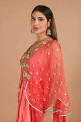 Coral Gown With Bat SleevesIMG_9469